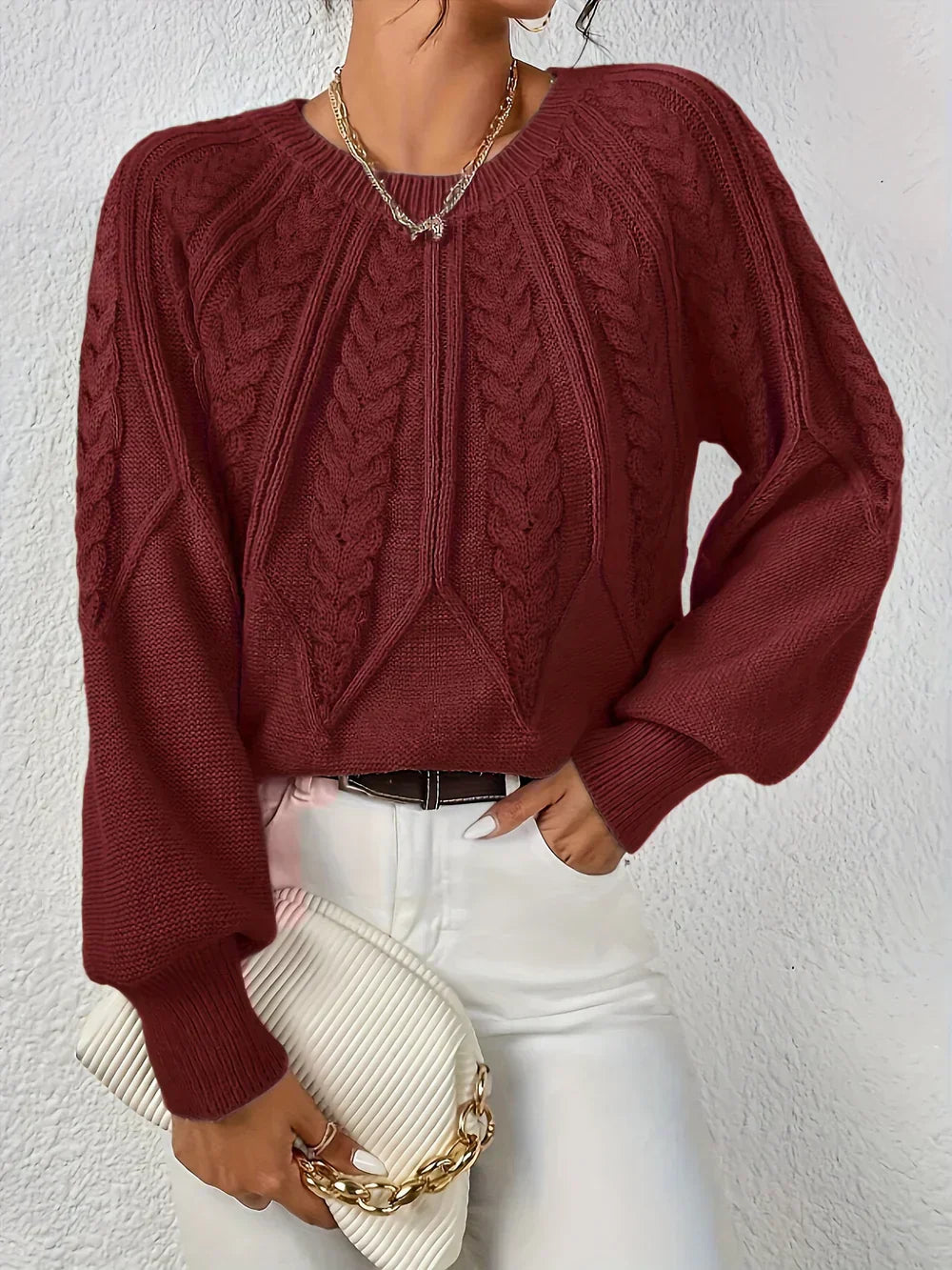Amélia™ | Elegant og Afslappet Kabelsweater