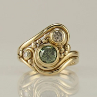 Antik Guld Grøn Zirkonia Ring