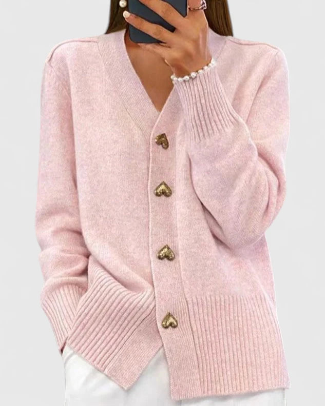 LORETTA™ – ELEGANT STRIKKET CARDIGAN MED KNAPPER