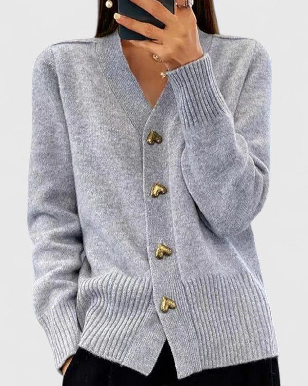 LORETTA™ – ELEGANT STRIKKET CARDIGAN MED KNAPPER