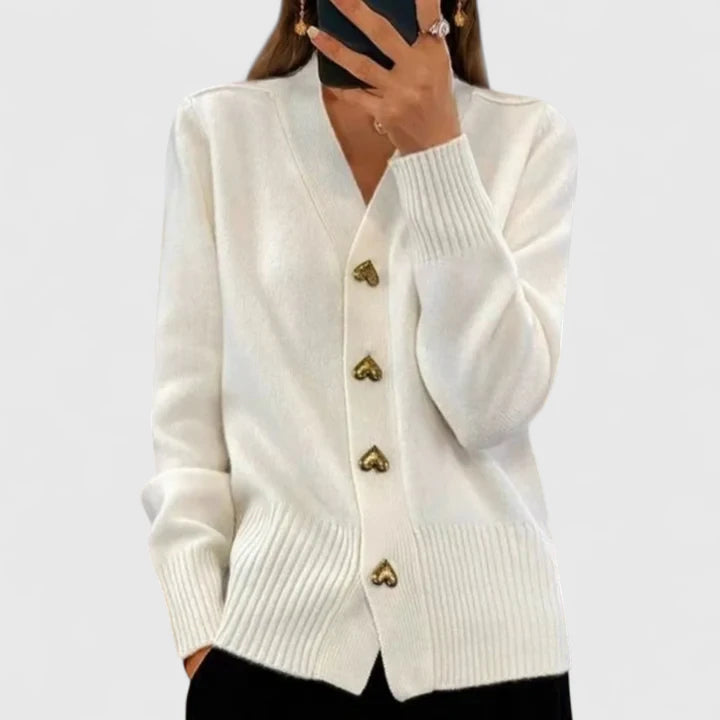 LORETTA™ – ELEGANT STRIKKET CARDIGAN MED KNAPPER