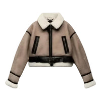 FORET LÆDERLOOK-JAKKE MED BÆLTE