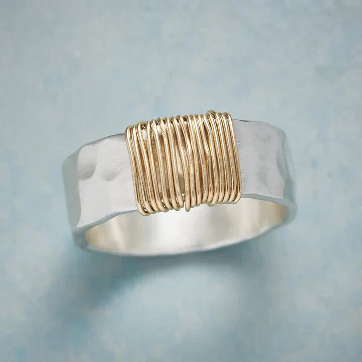 Vintage sølvring med guldfilament