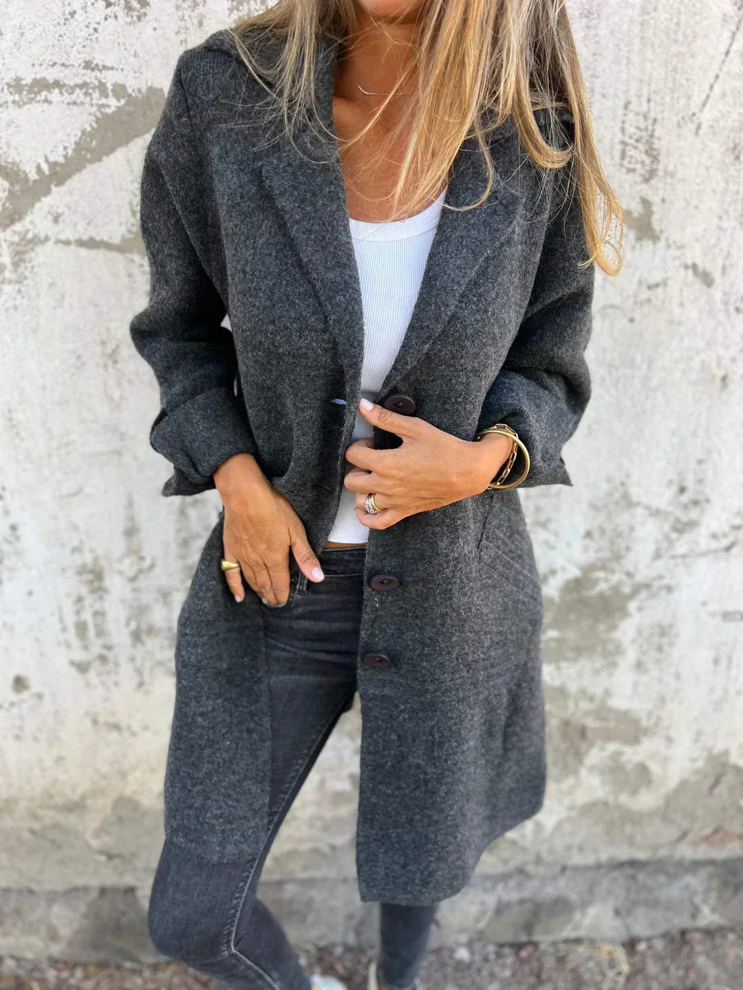 CASUAL LONG COAT™ – AFSLAPPET LANGFRAKKE I LET MATERIALE