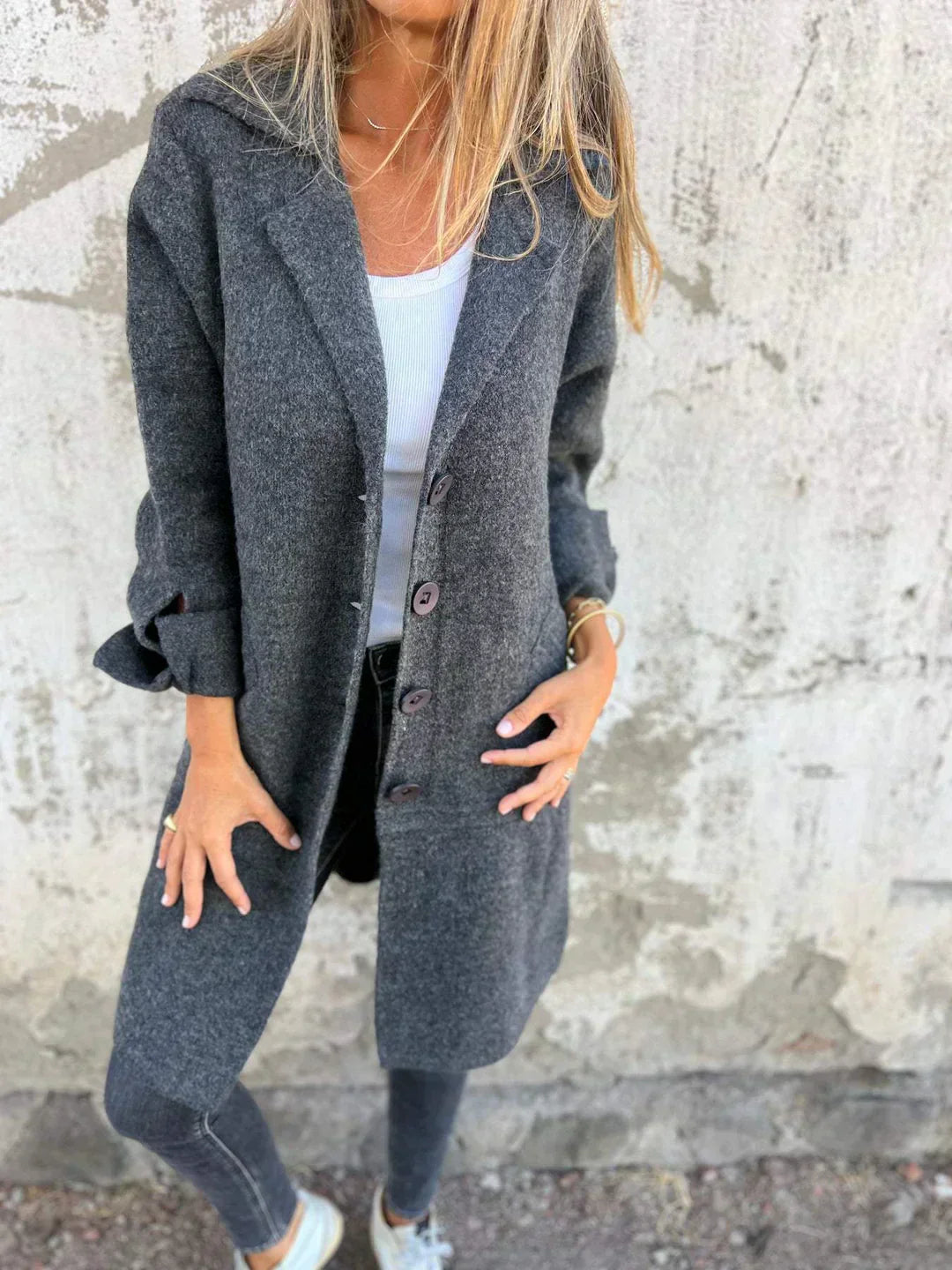 CASUAL LONG COAT™ – AFSLAPPET LANGFRAKKE I LET MATERIALE